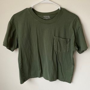 Army Green Cropped Pocket Tee